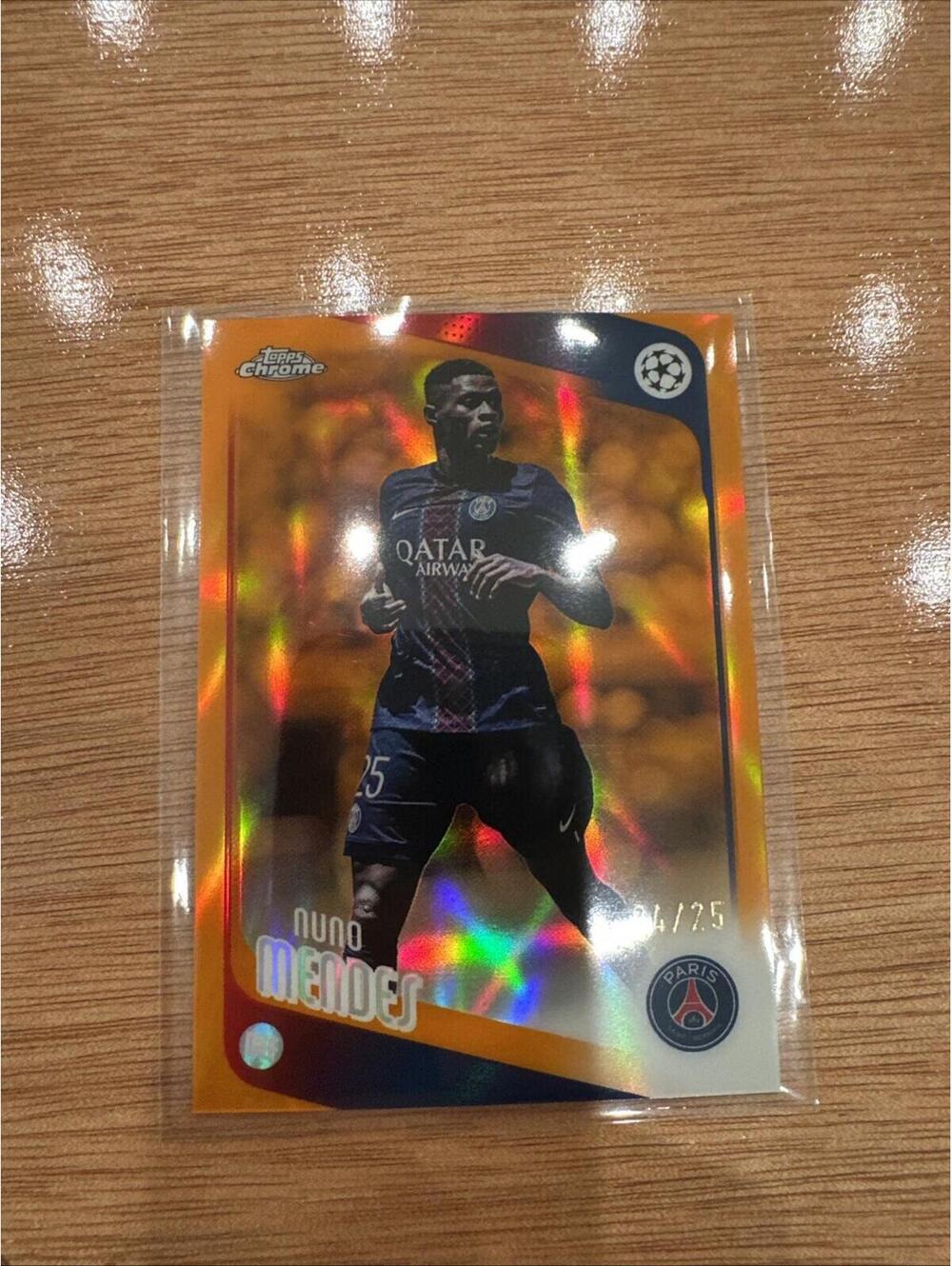 2025-26 Topps Chrome-  Nuno Mendes Lava Orange  14/25